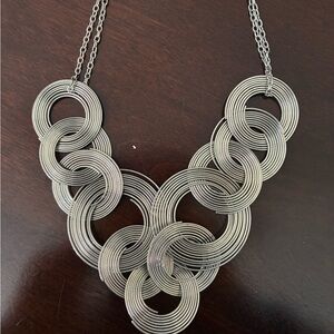 Funky Silver Chain Link Statement Necklace